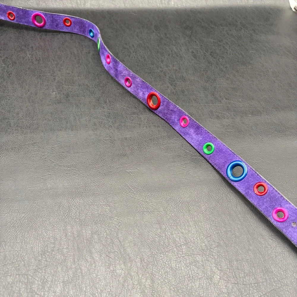 Vintage Compagnie Internationale Express Purple Suede Belt Colorful Grommets 90s